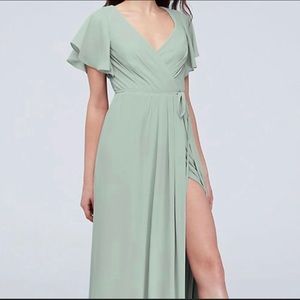 David’s bridal bridesmaid dress in dusty sage